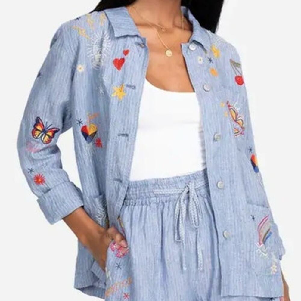 Johnny Was Odine Embroidered Blouse Size Large